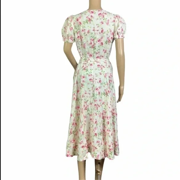 NWT POLO Ralph Lauren Linen Floral Sweet Pea Garden Party Midi Dress Size 12